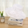 Elegant white organza sun hat featuring a large decorative bow and a wide brim for summer - One Size / White