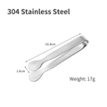 304 stainless steel sugar tong 10.8cm 17g small ice tongs with polished finish - 304 Stainless Steel 10.8cm Silver