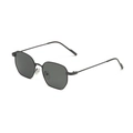 Modern black metal hexagonal sunglasses with dark grey lenses in a minimalist design - Black Frame Black Grey Lens