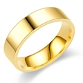 Macro side view of the polished gold titanium steel ring with high-gloss smooth surface - Size 6 / 6MM Width / Gold