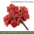 Artificial red oak leaves branch with 24 glues coating leaves for scenery decor - Red Glue-coated Acorn Leaf