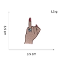 Cowgirl embroidery patch with dimensions 6.9x3.9cm showing a hand with a blue ring - 8# Middle Finger Gesture