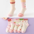Cinq paires de chaussettes en coton pour bébé avec motifs fraises et chats mignons - Taille S (13-15cm) / Lapin Sucré en Maille