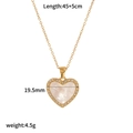 Collana cuore lusso in acciaio inox con intarsio in madreperla e cristalli, 45+5cm - Stile Intarsiato in Madreperla a Cuore (TN3505)