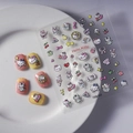 Gros plan d'autocollants 5D Hello Kitty pour ongles avec nœud rose et motifs de desserts - Fév-520