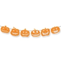 Ghirlanda di zucche arancioni glitterate con sei facce per decorazioni di Halloween - Banner di Zucca Glitterato