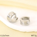 Pendientes de aro C en acero inoxidable cepillado plateado de 13x7mm de estilo unisex - Color Acero (KE112935-GC)