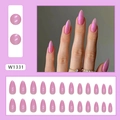 Coffret de 24 faux ongles stiletto rose aurore avec une finition nacrée scintillante - W1331 Fille d'Aurora (Type de Colle)