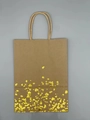 Brown kraft gift bag featuring gold foil heart patterns and twisted rope handles - Brown Kraft / Bottom Heart / Gold