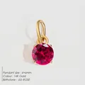 Red cubic zirconia 14K gold-plated stainless steel July birthstone pendant 6x6mm - 6x6mm / July Rose Red - Gold