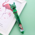 Christmas 10-color ballpoint pen with green reindeer antlers and sequins for students - Green Stem Reindeer / Green