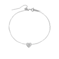 Adjustable stainless steel heart anklet featuring a polished letter A charm in silver - Style A (CDJP002) / Silver