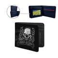 Bifold-Herrenbrieftasche aus PU-Leder mit Totenkopf-Print und mehreren Kartenfächern - Weißer Totenkopf (ZDQB-046)