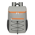 Mochila térmica gris con cremalleras naranjas y red elástica para picnics y acampadas al aire libre - Gris con Naranja