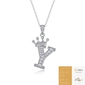 Moissanite initial Y necklace with crown detail and GRA certificate on white background - Letter Y (with GRA Certificate)