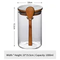 1000ml high borosilicate glass storage jar with wooden lid and spoon, 10x15.5cm size - 100*150 (With Wood Lid + Wood Spoon)