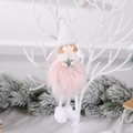 Angelo di Natale in peluche rosa con stella d'argento e vestito in finta pelliccia - Angelo di Peluche Rosa con Filo d'Argento e Stella a Cinque Punte