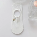 White cotton low cut invisible socks with fruit embroidery and ribbed texture - One Size / Loquat