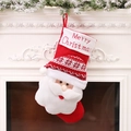 Calza natalizia in maglia rossa e bianca con testa di Babbo Natale in peluche - Testa Grande Babbo Natale Calza di Natale