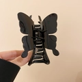 Minimalist black acrylic butterfly hair claw clip with glossy finish and metal spring - Black Butterfly Claw Clip