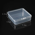 Mini transparent plastic jewelry storage box with dimensions 7.5x7.5x2.5 cm on black background - 7.5 Square Box (7.5*7.5*2.5cm)