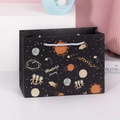 Black paper gift bag with space theme patterns and silver rope handles for presents - Starry Night Sky / Small (19.5*14.5*8.5)