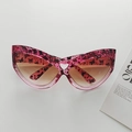 Oversized pink butterfly pattern cat eye sunglasses with heart hollow bridge and gradient lens - Red Floral
