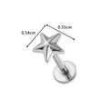 Silver star-shaped F136 titanium stud earring with precise dimensions of 0.54cm by 0.55cm - Silver Five-pointed Star (T2551-8#Silver)