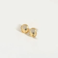 Chic gold-plated round stud earrings with sparkling pave-set cubic zirconia crystals - Round