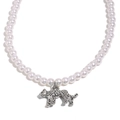 Elegante collar de perlas con colgante de tigre chapado en oro de 18K para mujer - Colgante de Tigre Hueco Collar de Perlas-Acero / Color Acero