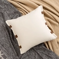 Beige woven linen throw pillow with brown faux leather corner accents for sofa decor - 45*50cm / 45*50cm Pillowcase 02 (Cover Only)