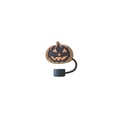 10mm Halloween pumpkin silicone straw topper accessory with dust plug for party decor - Black Pumpkin