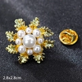 Golden snowflake pearl brooch with center white pearl and golden butterfly clutch back - Silver Small Snowflake