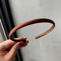 Brown satin narrow headband with smooth silk luster finish for daily hair styling - Dark Coffee