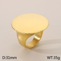 Anillo ovalado grande minimalista de acero inoxidable dorado, diámetro 31mm, peso 35g - US 6 / Estilo Redondo Pulido (KR111198-TOM) / Dorado