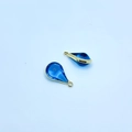 Paire de pendentifs goutte en cristal bleu foncé avec cadre doré pour création de bijoux - Bleu ciel