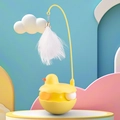 Juguete para gatos tentetieso pollito amarillo con varita de plumas y bola interna - Pato Tentetieso (Incluye Varita + Bolas De Seguimiento) / Amarillo