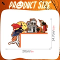 Detailed size chart of Halloween vintage wooden door corner decoration with witch and pumpkin - MZ787A Left