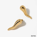 Polished gold chili-shaped dangle earrings in minimalist stainless steel jewelry set - Gold Small Earrings (D2702)