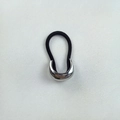 Black elastic hair tie with minimalist silver U-shaped alloy metal hardware accent - Silver Small