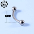 G23 titanium curved barbell 10mm piercing stud with polished finish and ball ends - Eyebrow Ring (10mm)