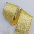 Sparkling gold glitter Christmas ribbon roll for festive DIY gift wrapping and decor - 6.3cm / Gold