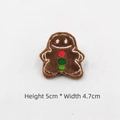 Detail of 5x4.7cm gingerbread man plush brooch with festive embroidery for DIY decoration - Gingerbread Man With Pin