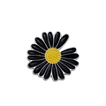 Daisy flower enamel brooch with black petals and yellow center in silver metal finish - Black Yellow Daisy (C1826-3)
