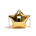Mini gold pentagram acrylic box bag with mirror finish and metallic snake chain - Gold