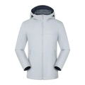 Men's light grey hooded softshell outdoor jacket with zipper pockets and windproof fabric - S / Mystery Grey