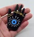 Black acrylic Hamsa hand charm with blue evil eye detail for DIY jewelry making - Style 2