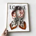 Elegant white and orange silk scarf featuring H pattern geometric print for women - 70*70cm / 31202-White Orange Letter H