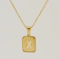 Collar minimalista de acero inoxidable chapado en oro 18K con colgante de letra X - Letra X