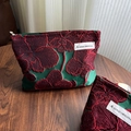 Green vintage clutch bags with red butterfly orchid embroidery and floral pattern - Pomegranate Flower